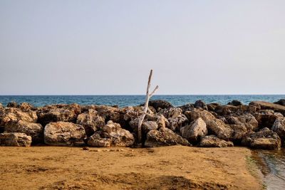 Scenic view of sea against clear sky