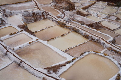 High angle view of salt basin