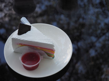 High angle view of cake on table