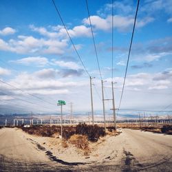 Low angle shot of cables on landscape