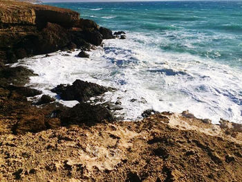 Rock formation on beach