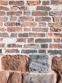 Full frame shot of brick wall and red sandstone wall