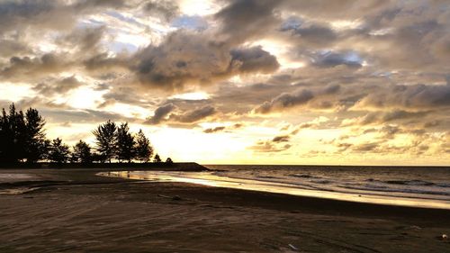 Scenic view of sea against cloudy sky