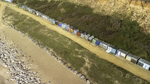 High angle view of people on beach