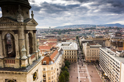 High angle shot of townscape against sky