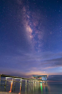 Scenic view of sea against sky at night