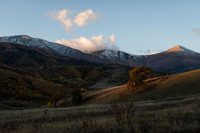 Scenic view of mountains against sky