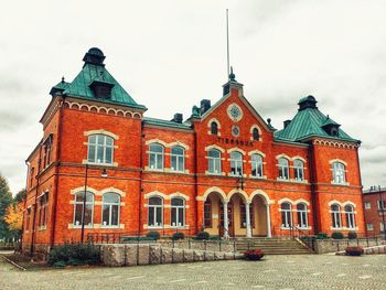 Low angle view of old town against sky