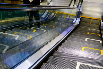 High angle view of escalator