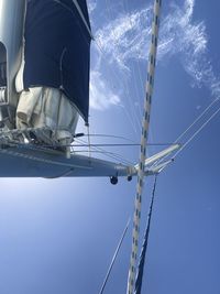 Low angle view of sailboat against sky