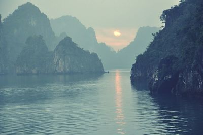 Scenic view of sea during sunset