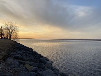 Scenic view of sea against sky during sunset