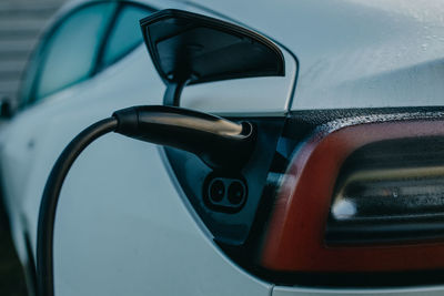 Close-up of vintage car on side-view mirror