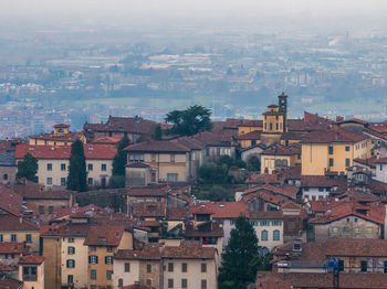 High angle view of townscape against sky