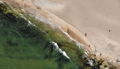 High angle view of people on beach