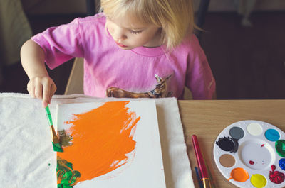 Girl painting with watercolor