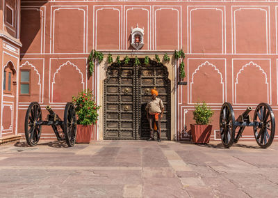 Bicycles parked outside building