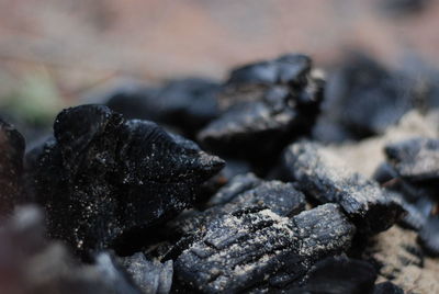 Close-up of cold fire place 