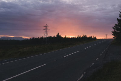Road against sky during sunset