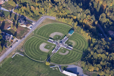 High angle view of agricultural landscape