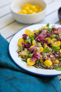 Close-up of salad in plate on table