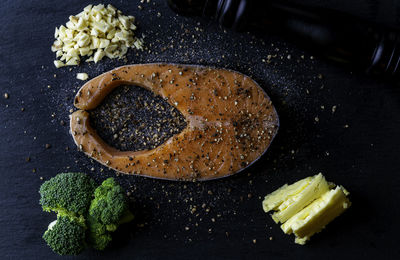 High angle view of food on table