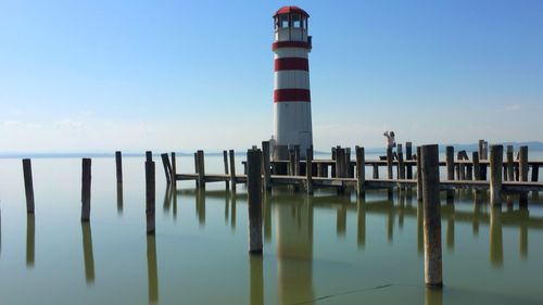 View of pier on calm sea