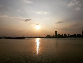 View of city at sunset