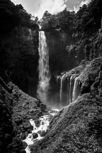 Scenic view of waterfall in forest