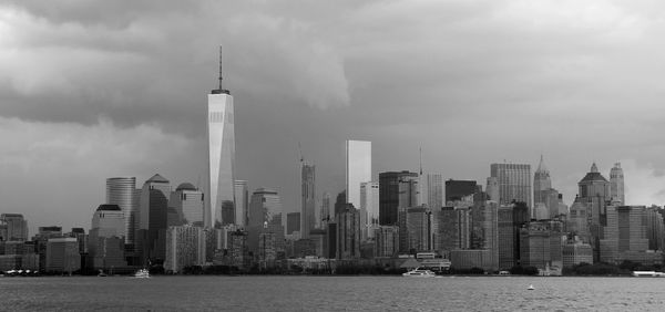 Low angle view of modern buildings against sky