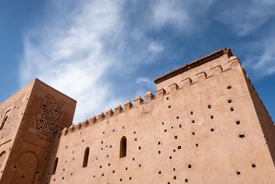 Low angle view of fort against sky