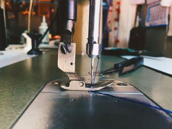 Close-up of sewing machine