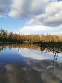 Scenic view of lake against sky