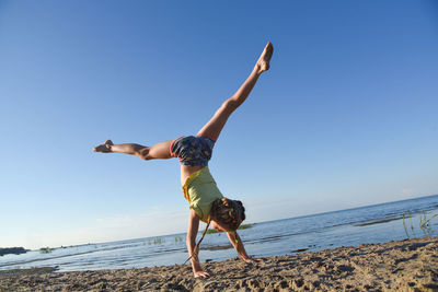 Sports activities in the summer outdoors on the bay