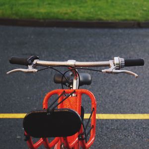 High angle view of bicycle parked on street