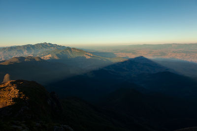 Scenic view of mountains against clear sky