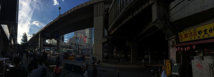 Panoramic view of people in city