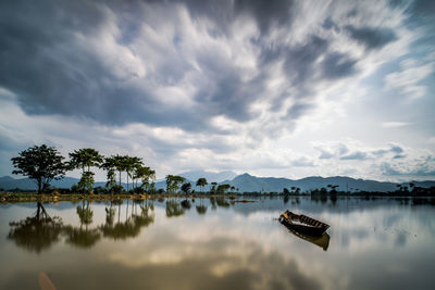 Scenic view of lake against sky