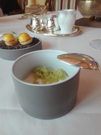 Close-up of dessert on table
