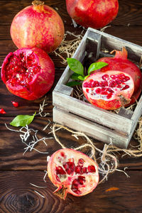 High angle view of apples on table