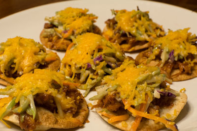 Close-up of food served in plate