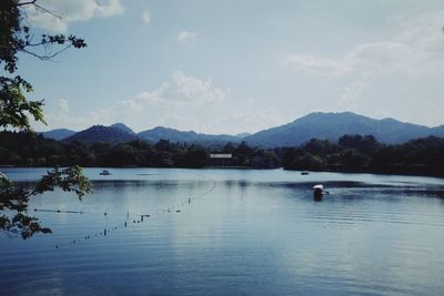Scenic view of lake against sky