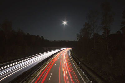 Light trails on highway at night