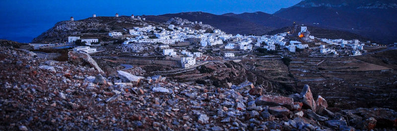 Panoramic shot of buildings on mountain