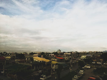 High angle view of cityscape against sky