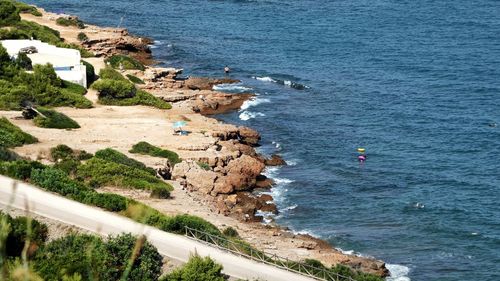 High angle view of beach