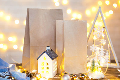 Close-up of illuminated christmas lights