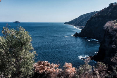 Scenic view of sea against clear sky