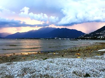 Scenic view of sea against cloudy sky