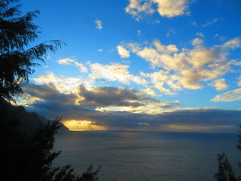 Scenic view of sea against sky at sunset